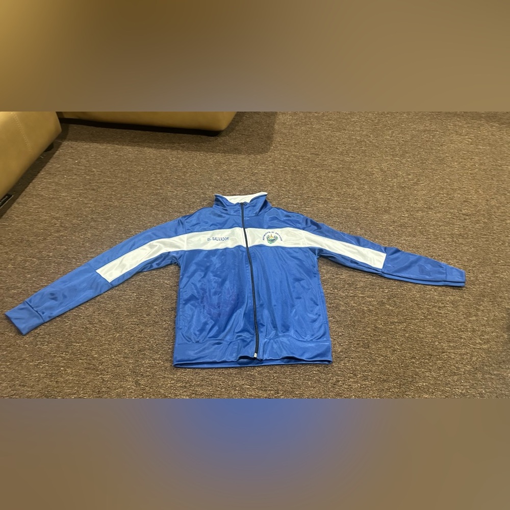EUC! Mens S Blue White El Salvador Soccer full zip Jacket very cool 😎